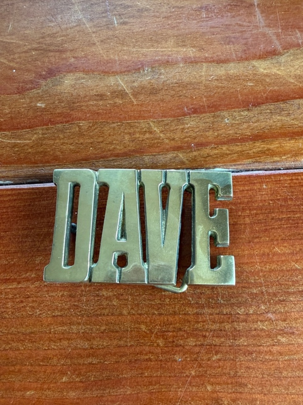 Personalized 'DAVE' Brass Name Belt Buckle - Gold Tone